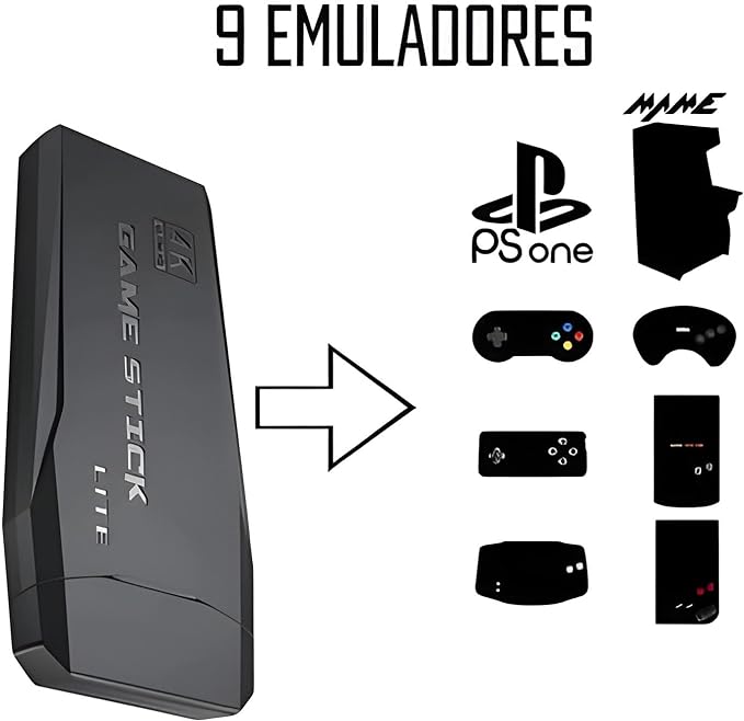 GAME STICK 4K ORIGINAL VERSÃO ATUALIZADA 11 MIL JOGOS com 2 controles sem fio