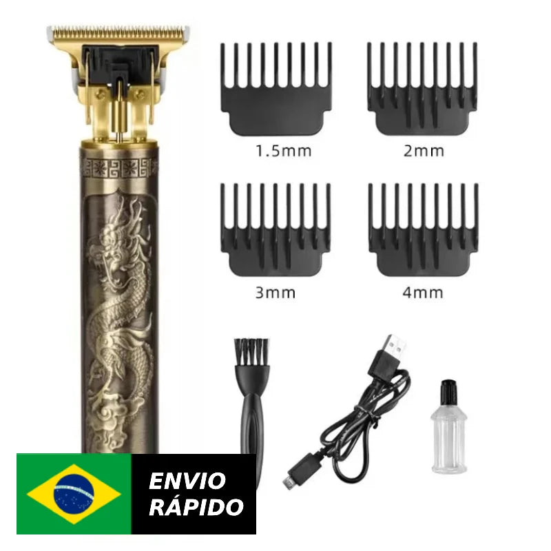 Máquina de cortar cabelo profissional dragão buda desenho acabamento e corta cabelo barba