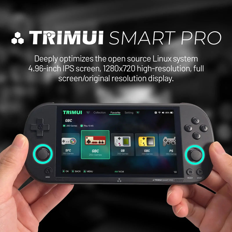 Retro Video Game Console Trimui Smart Pro Handheld Game 4.96''IPS Screen Linux System Joystick RGB Lighting Smartpro 2024 New