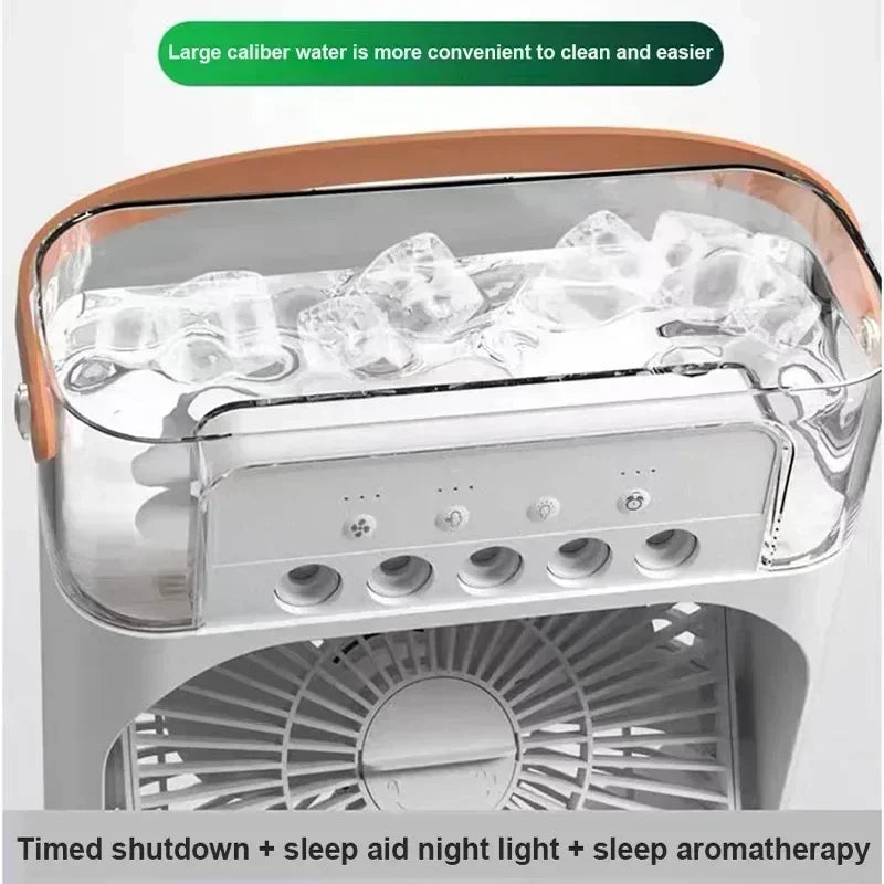 3 In 1 New Fan AIr Conditioner Household Small Air Cooler LED Night Light Portable Humidifier Air Adjustment Fan Office Home Fan