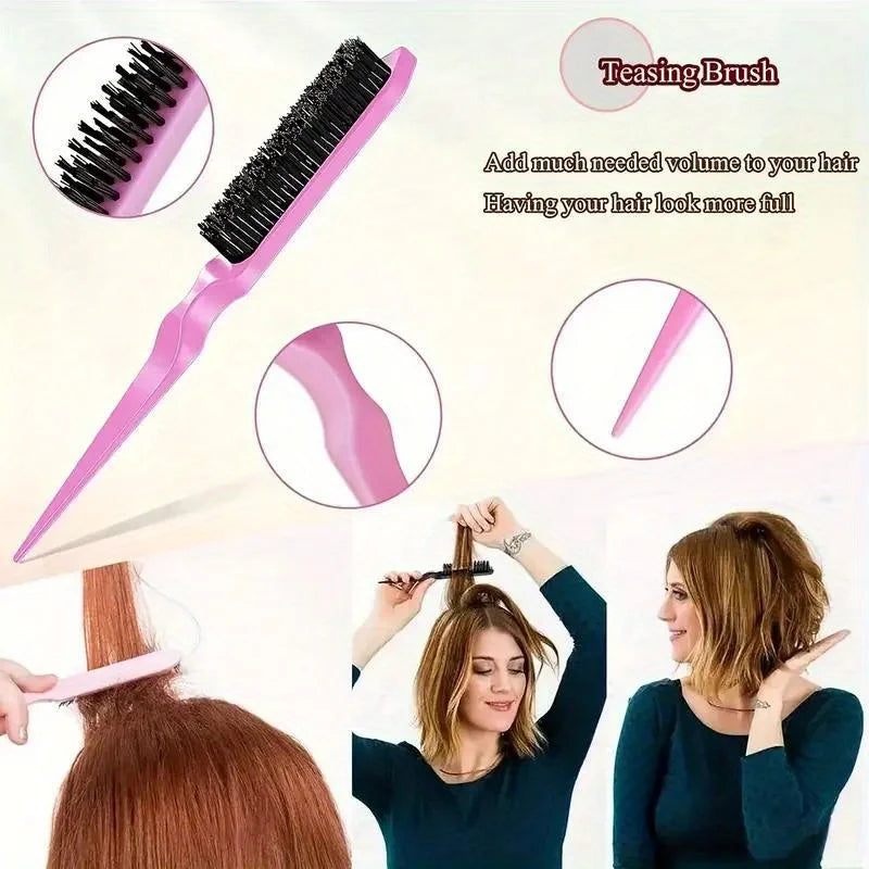 11-Piece Hair Styling Kit Detangling & Anti-Static Combs Edge Brush Scalp Massager Clips & Spray Bottle Salon Hairdressing Tools